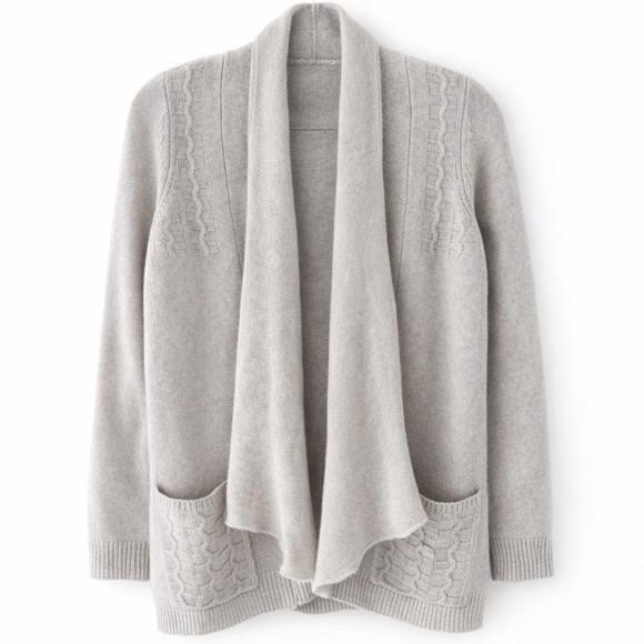 Anthropologie Sweaters - Anthropologie HWR Cashmere Open Front Cardigan Oatmeal Vintage 90’s Size Small